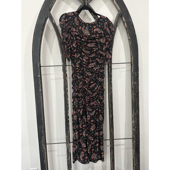 FREE PEOPLE Briella Ruched Midi-Dress in Twilight Combo Sz m - Picture 1 of 6